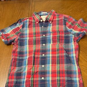 Vintage Abercrombie & Fitch Plaid Shorts Sleeve Muscle Shirt M Blue Red Green